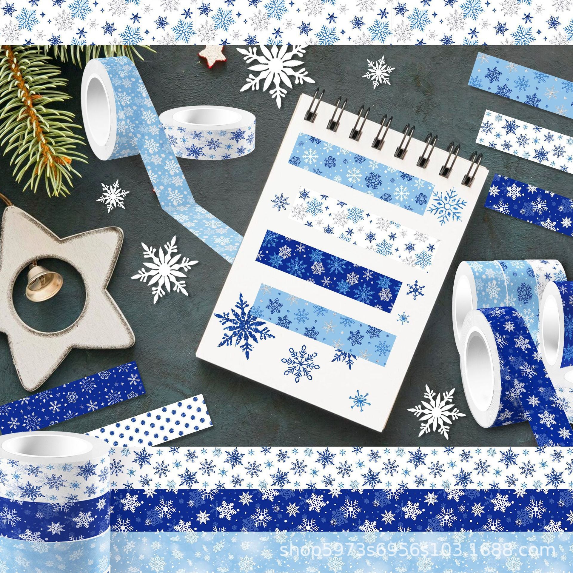 Snowflake Christmas Washi Tape – Winter Theme Roll, 5m - ViktaShop