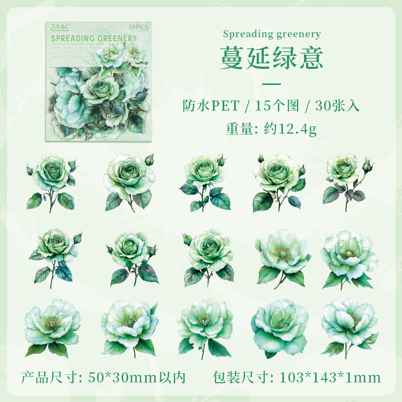 Flower Dance Transparent PET Stickers - Retro Rose for DIY - ViktaShop