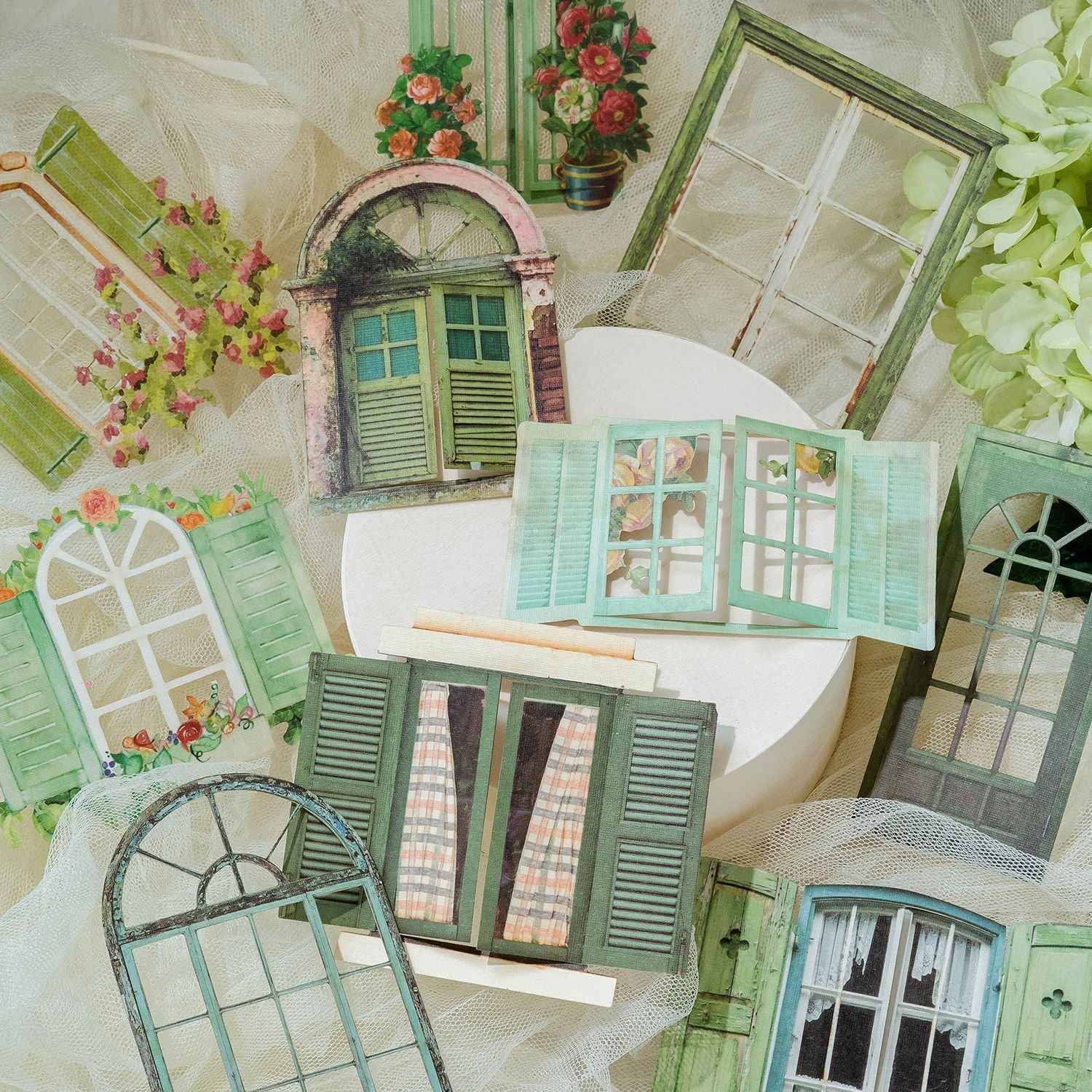 Vintage Hollow Flower Window Stickers, 10 Pcs