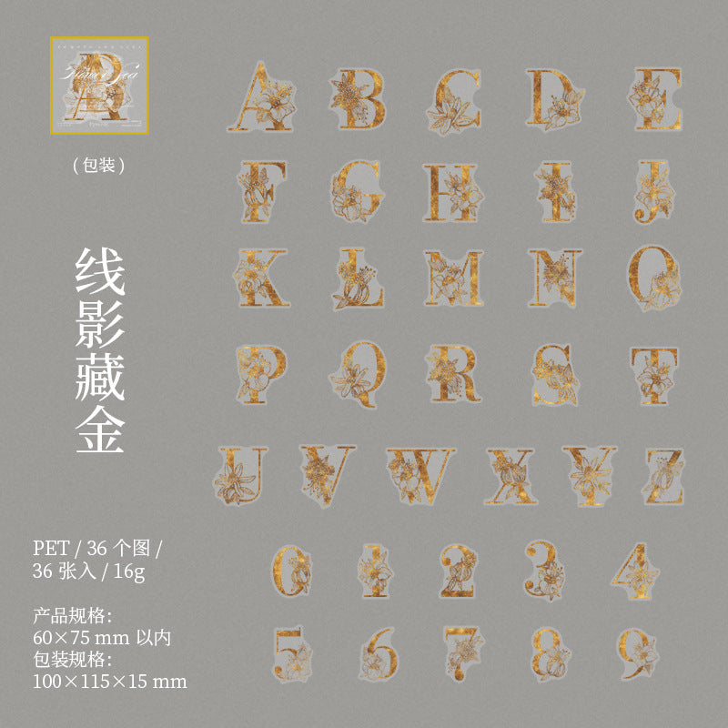 PET Sticker Set - Flower Flowing Light Series, 36 Sheets - ViktaShop