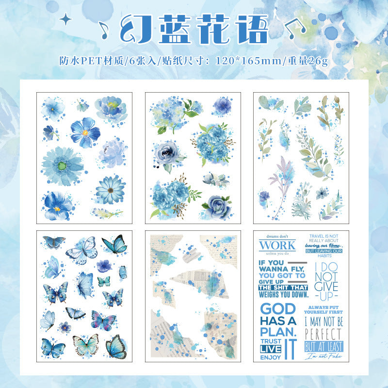 Flower, Butterfly & Green Leaf Cut Film PET Sticker Pack, 6 Options - ViktaShop