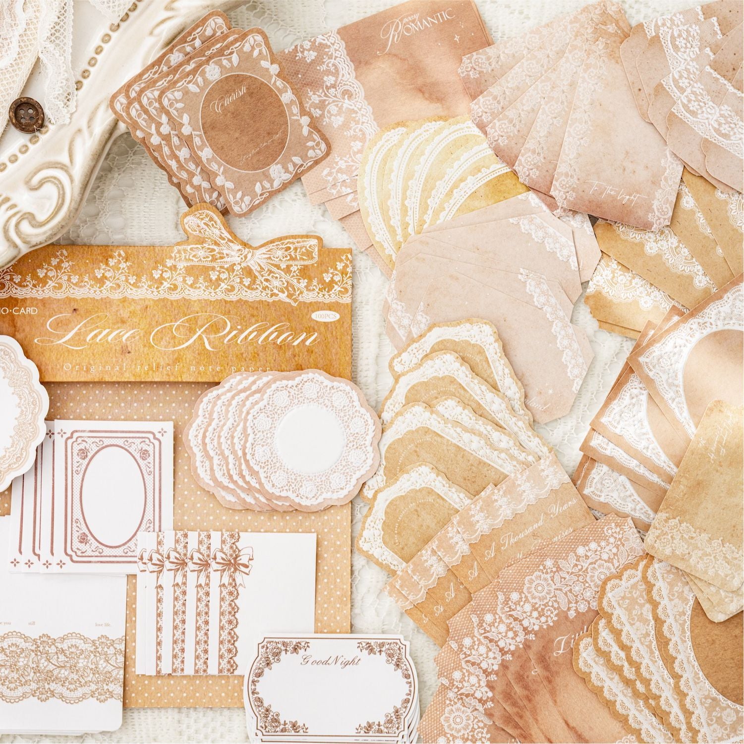 White Kraft Paper Relief Decoration - Night Wind Retro Notes, 6 Options - ViktaShop