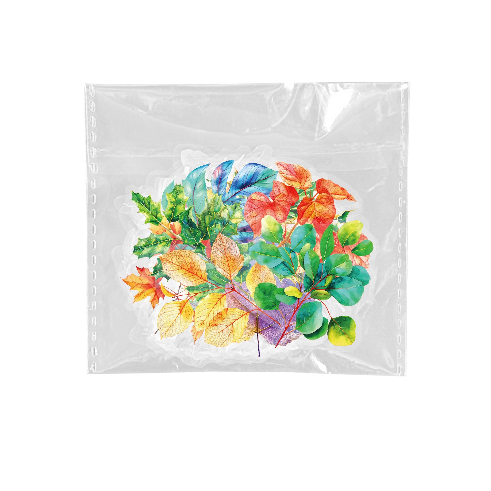 Color Leaves PET Stickers – Simulated Plant Design, 50 Pcs - ViktaShop