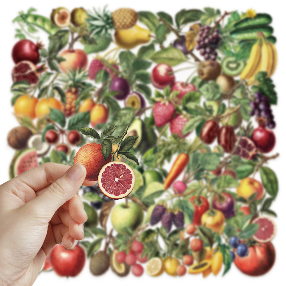 Retro Fruit Stickers – Decorative Stickers, 50 Pcs - ViktaShop