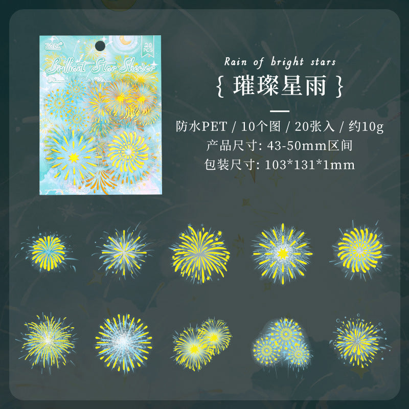 Fluorescent Night Language Stickers - Fireworks & Stars, 6 Pcs - ViktaShop