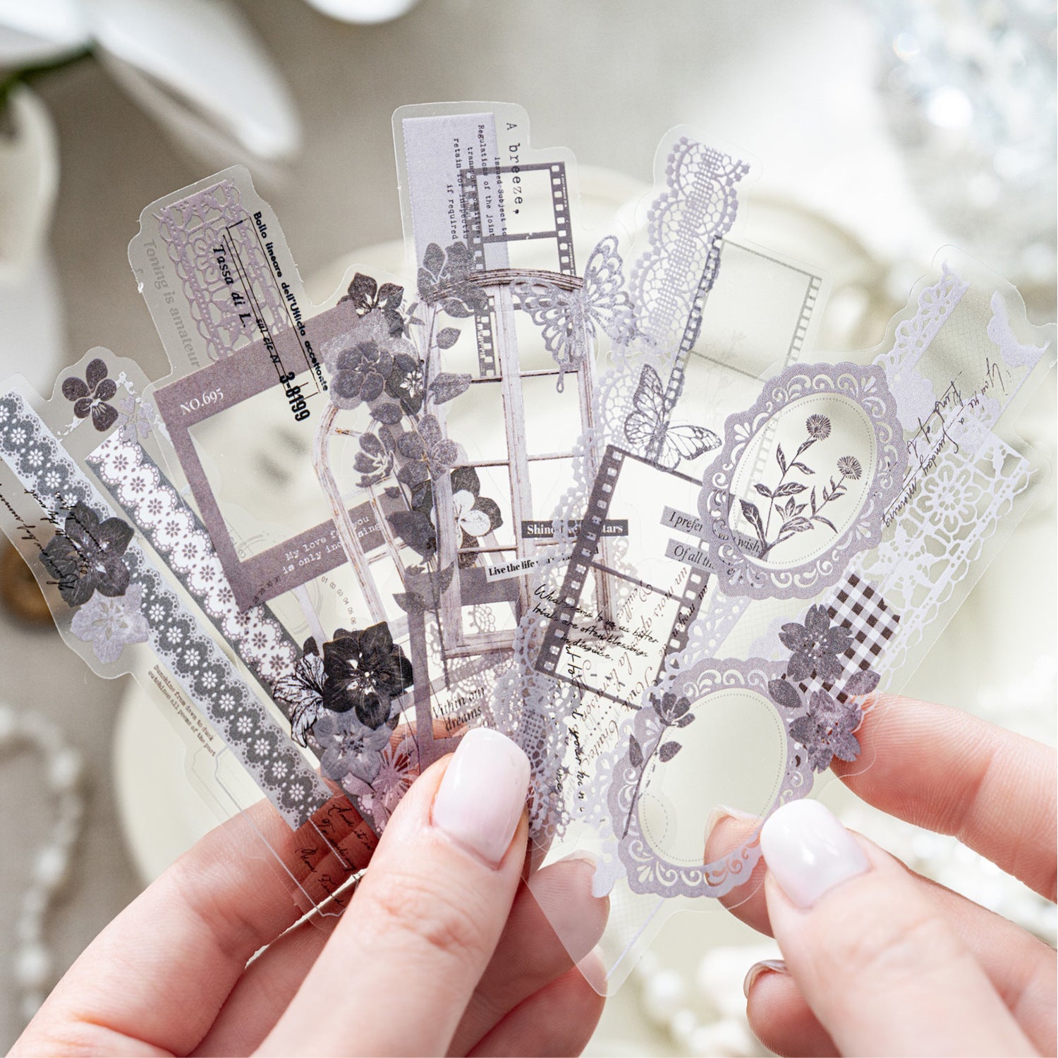 PET Stickers – Retro Decorative Film Strips, 10 Pcs - ViktaShop