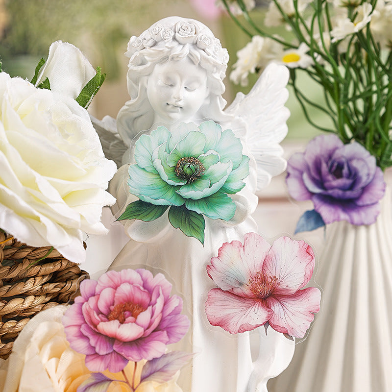 Flower Dance Transparent PET Stickers - Retro Rose for DIY - ViktaShop