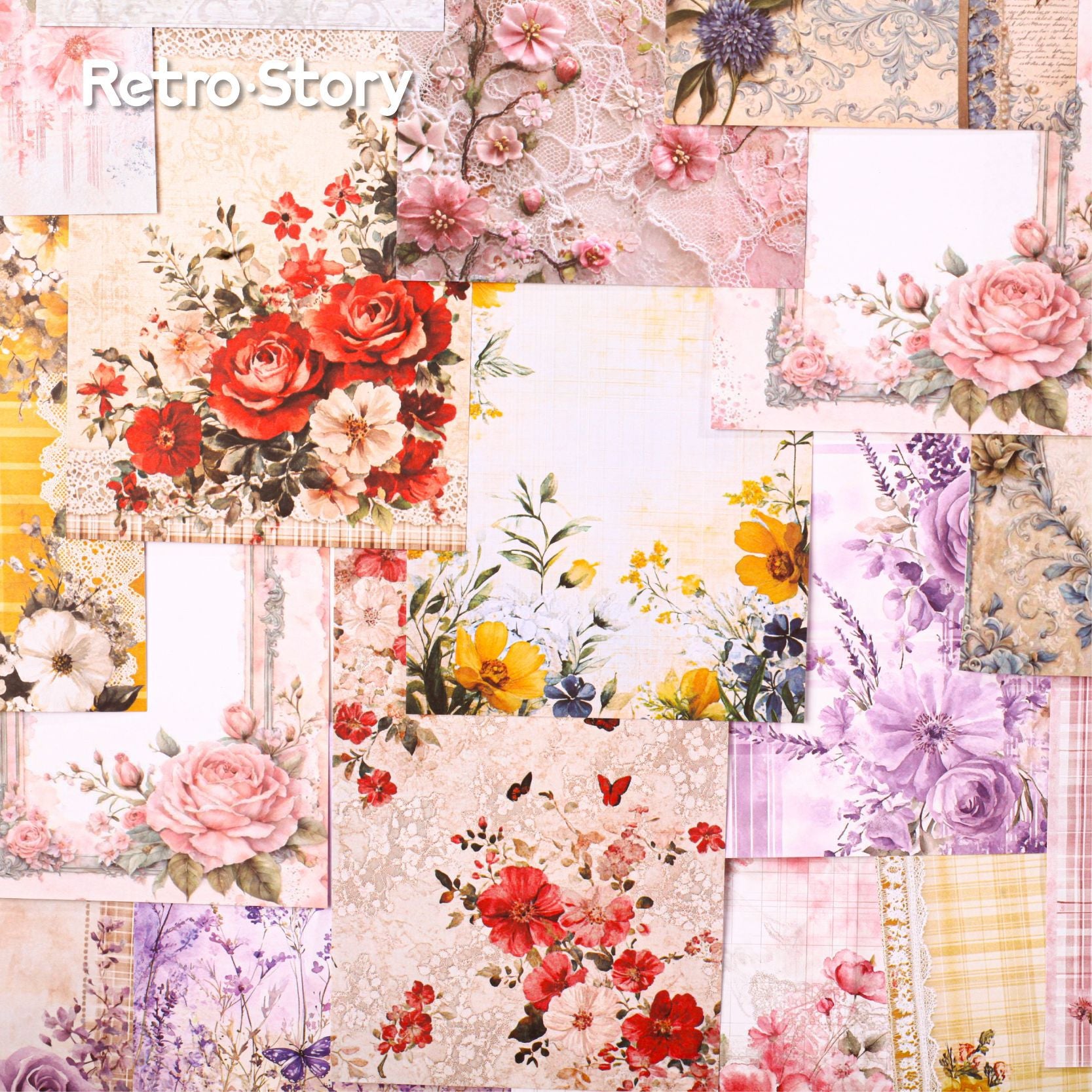 Spot Wind Dyed Retro Flower Paper - ViktaShop