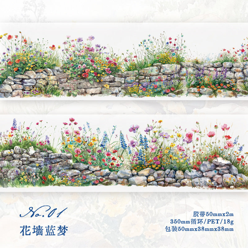 Twilight PET Tape - Green Wild Flower Wall Series, 2m - ViktaShop