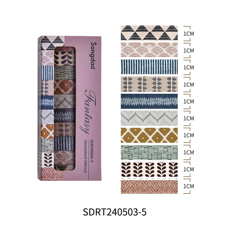 Fantasy Series & Paper Tape Suit, Retro Style, 10 Rolls - ViktaShop