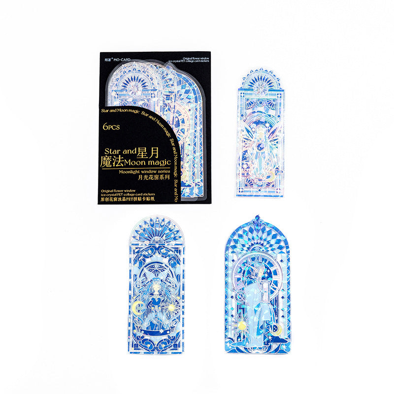 PET Collage Stickers - Moonlight Window Series, 4 Options - ViktaShop