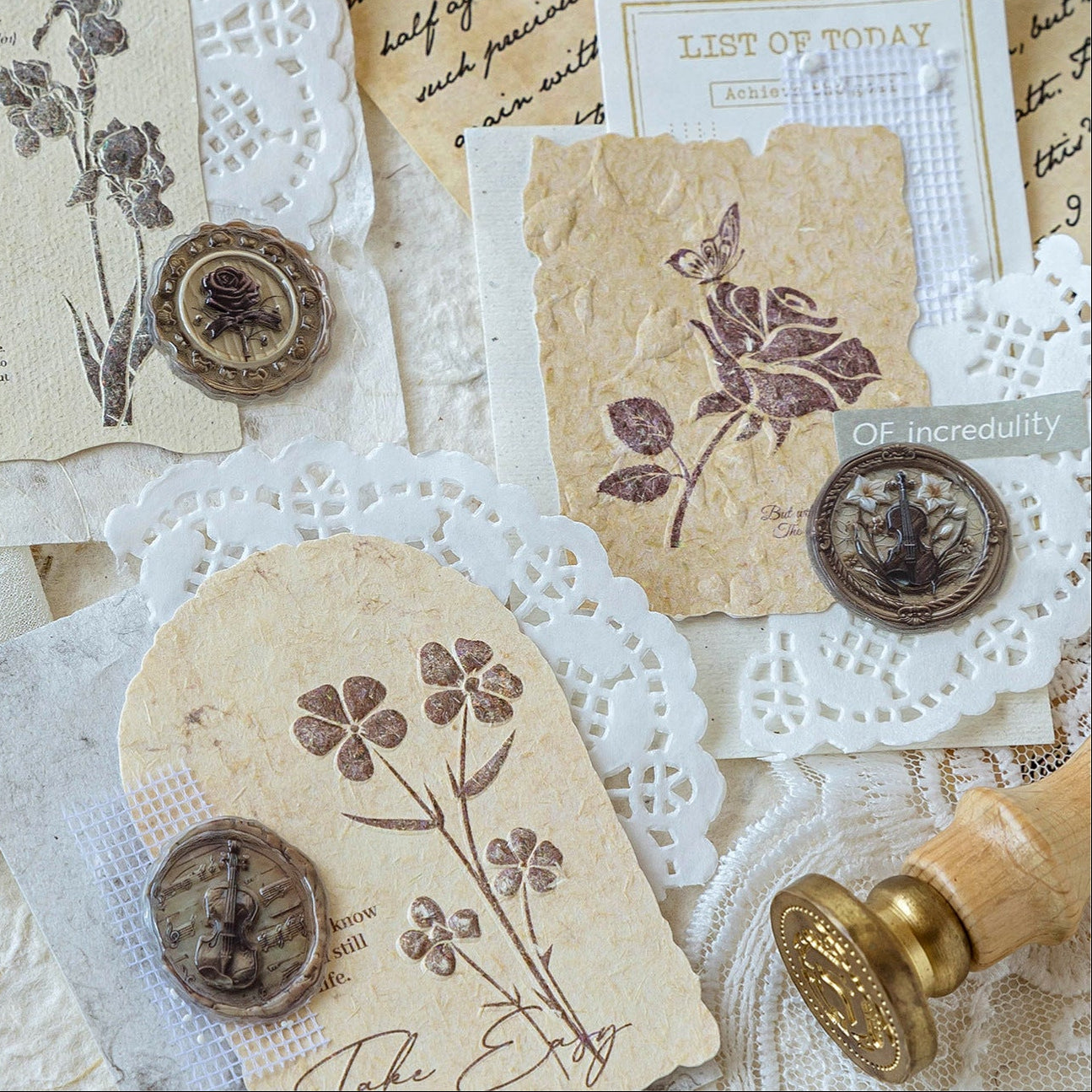 Memory Box Series Paint Glue Stickers, Retro Hand Account, 6 Options - ViktaShop