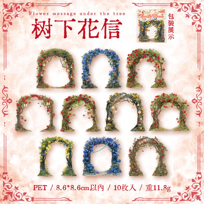 Leaf of the Court Series Plant & Bridge Collage PET Stickers, 4 Options - ViktaShop