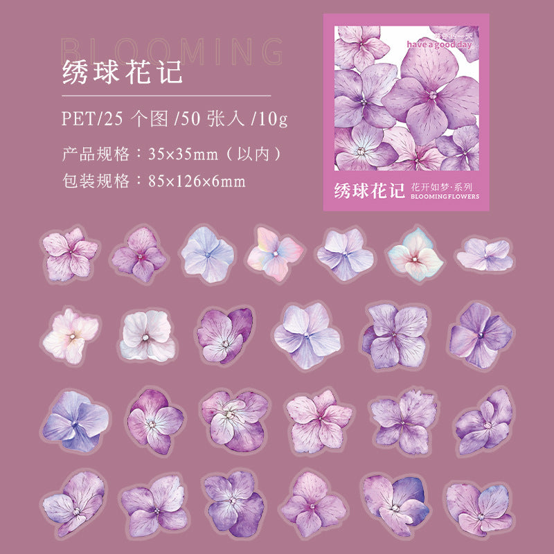 Flowers Bloom Like a Dream Series – PET Stickers, 6 Options - ViktaShop