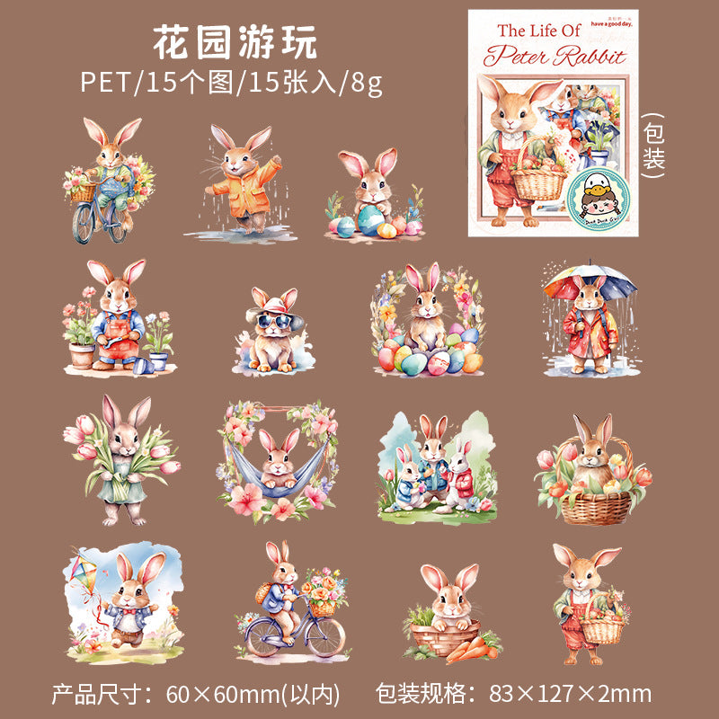 PET Sticker Pack - Peter Rabbit's Life Series - 15 Pcs - ViktaShop