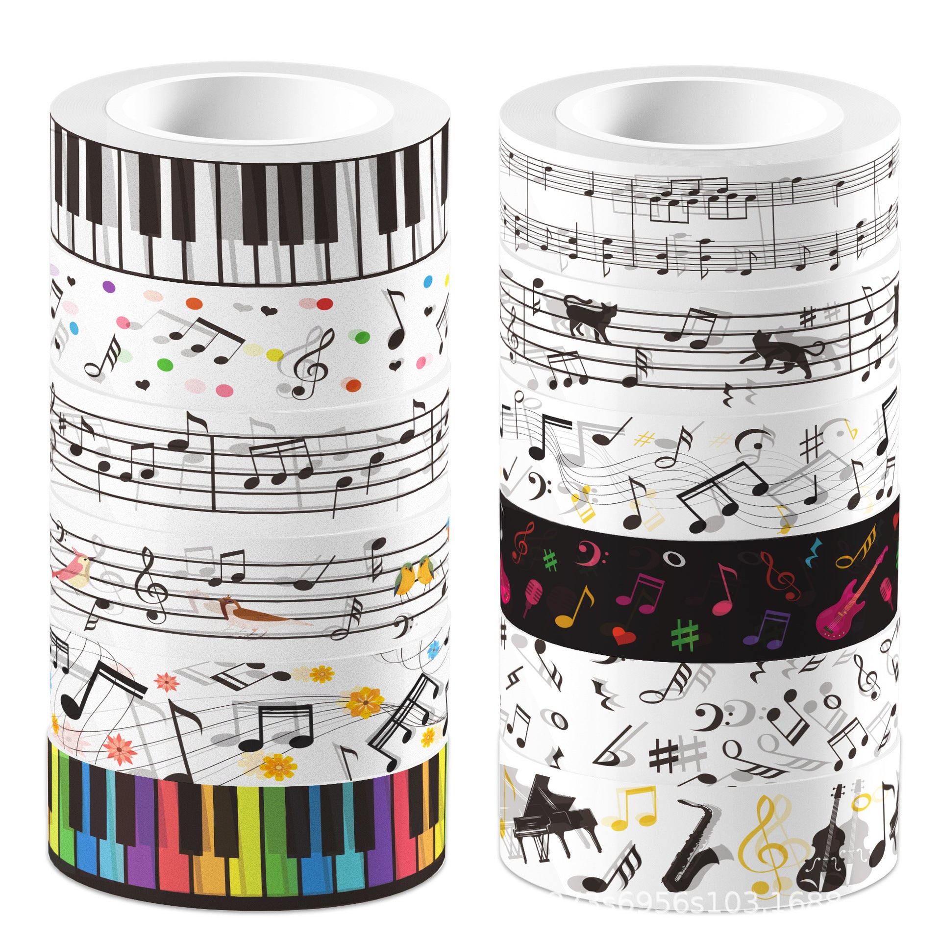Music Notes & Instruments Washi Tape – Guitar & Piano Theme, 5m - ViktaShop