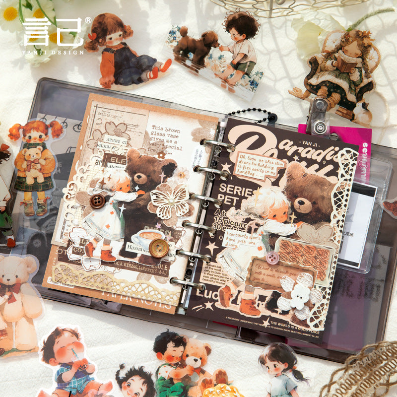 Small Paradise PET Stickers - Cute Little Girl Series, 30 Pcs - ViktaShop