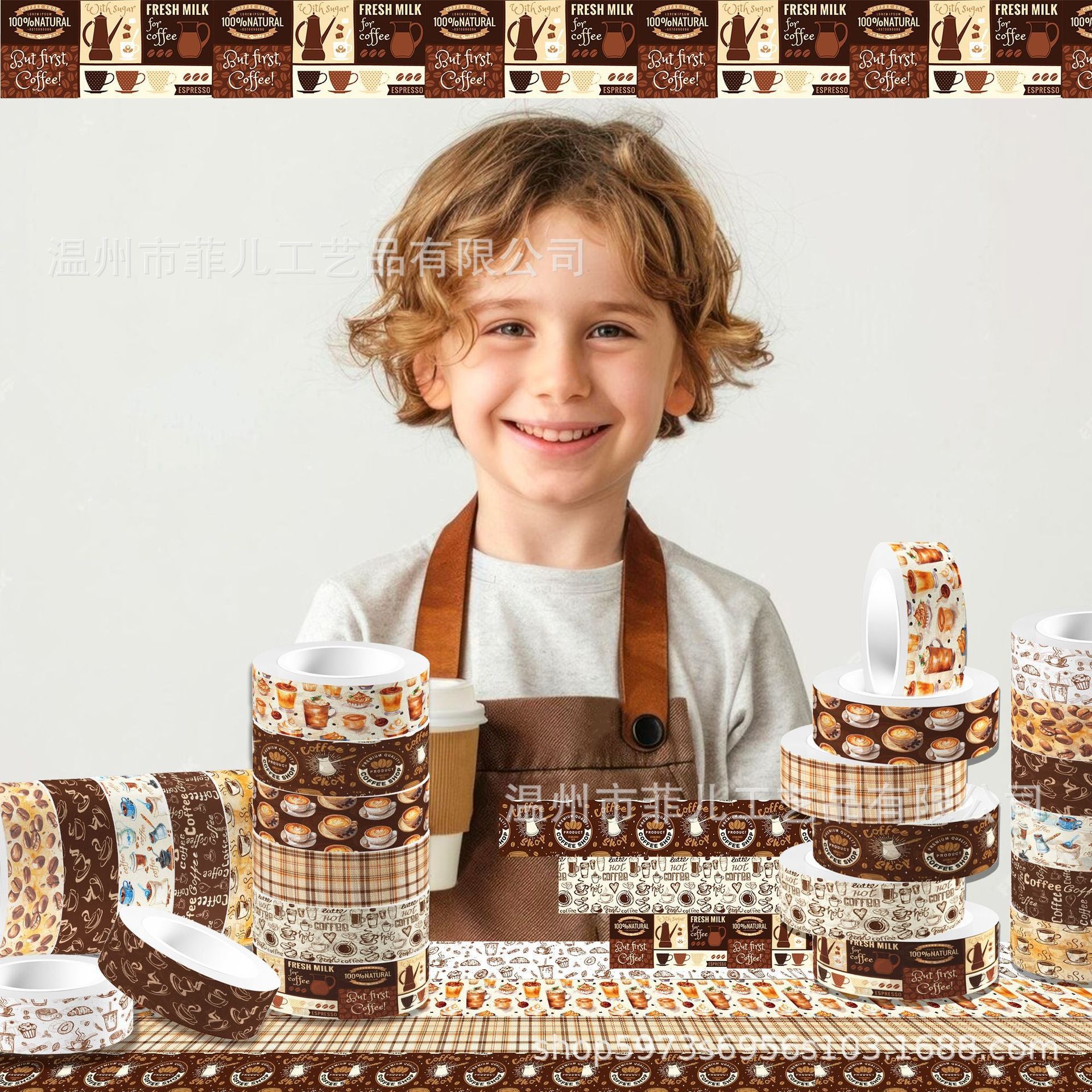 Retro Coffee Washi Tape – Transparent Coffee Bean & Winter Theme Roll - ViktaShop