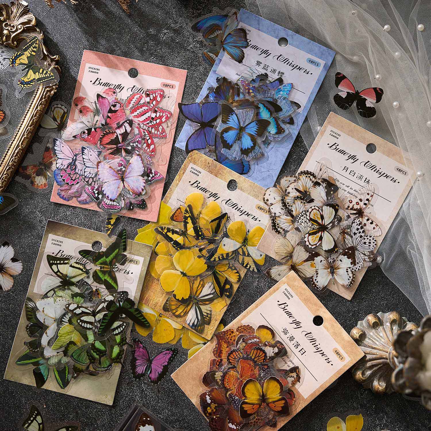 Butterfly PET Sticker Bag - Flowers & Butterfly, 6 Options - ViktaShop