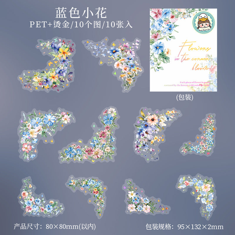 Snowy Bloom PET Stickers - Corner Flower Series, 6 Options - ViktaShop