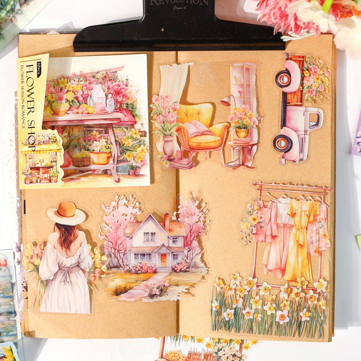 Flower Season Romance PET Stickers - Manor Life Series, 6 Pcs - ViktaShop