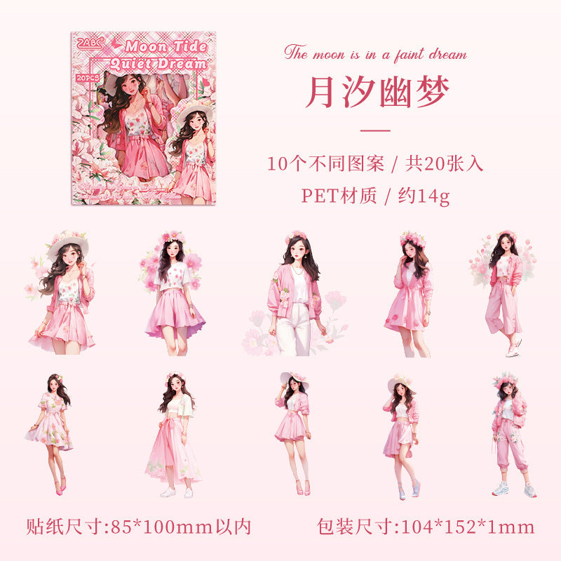 Sunseeker Sound Dream PET Sticker Pack – Creative Girl Character, 6 Options - ViktaShop