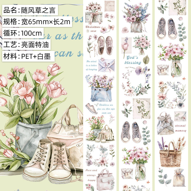 Flower Figure PET Tape – Full Roll Cycle Material for DIY Decoration - 2m - ViktaShop