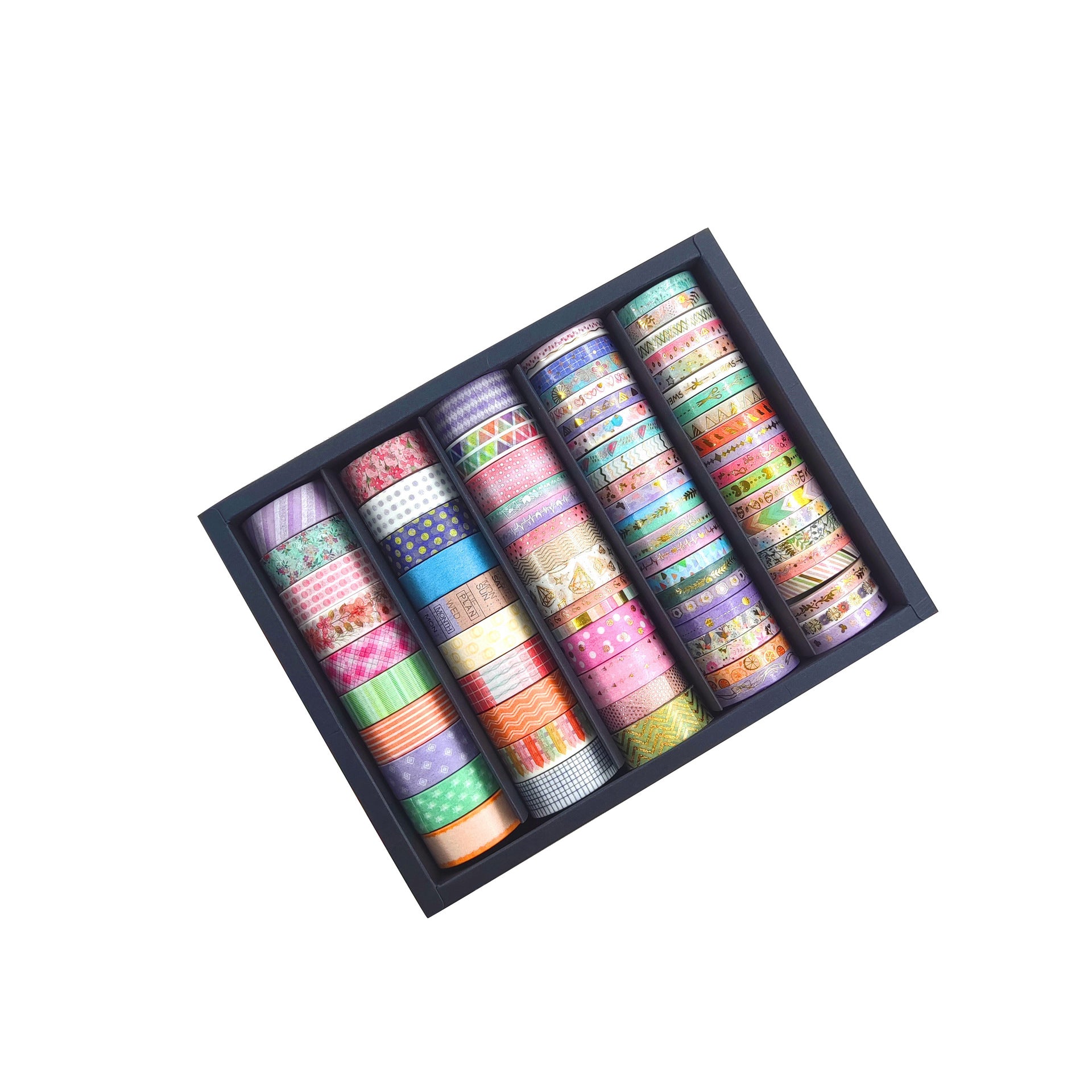 76-Color Washi Tape Set - Basic Pastel Grid Pattern DIY Scrapbooking Tape - ViktaShop
