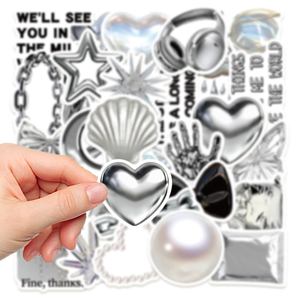 Silver Mood Stickers – Decorative Stickers, 30 Pcs - ViktaShop