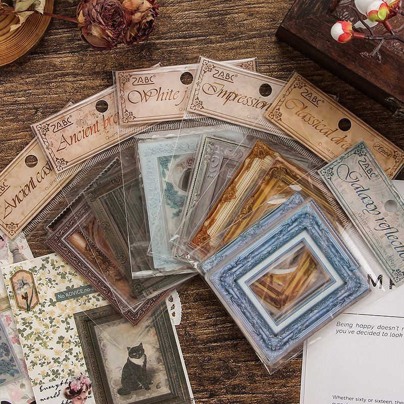 Antique Impression PET Stickers – Retro Frame & Border Design, 6 Options - ViktaShop