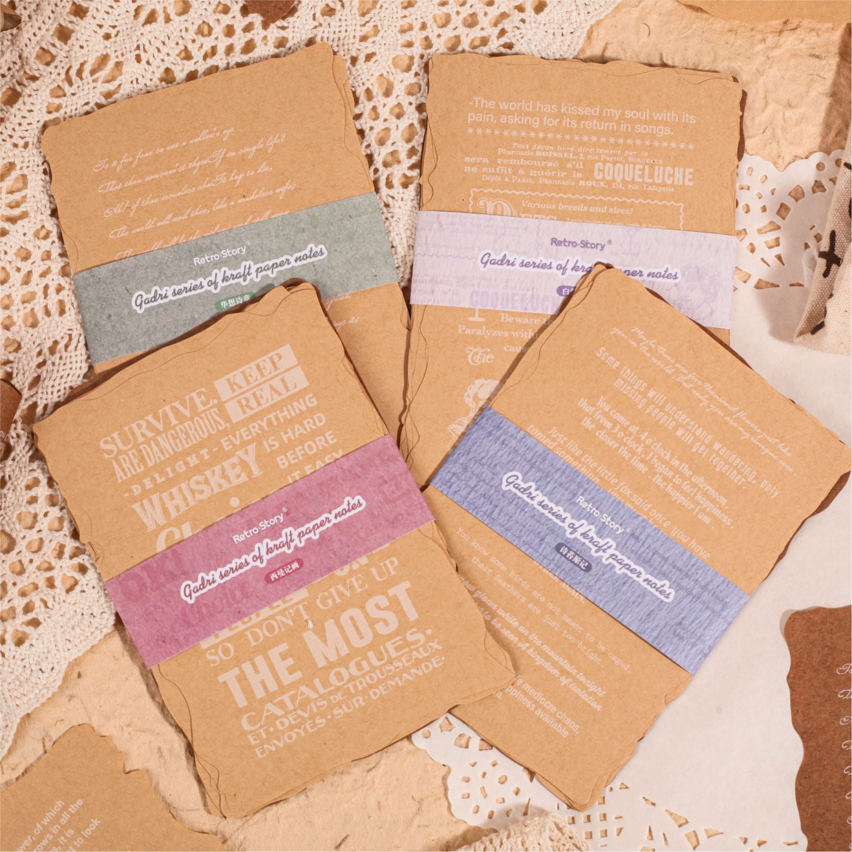 Notes Retro English Hand Account Decoration Material - 20 Pcs - ViktaShop