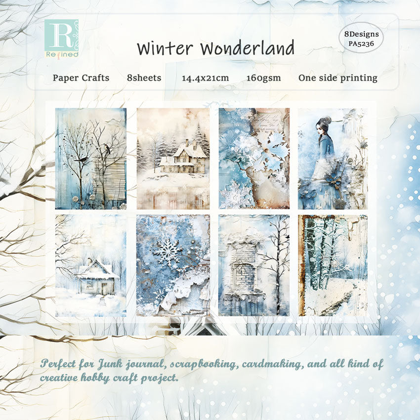 Christmas Winter Background Pattern Paper, 8 Sheets - ViktaShop