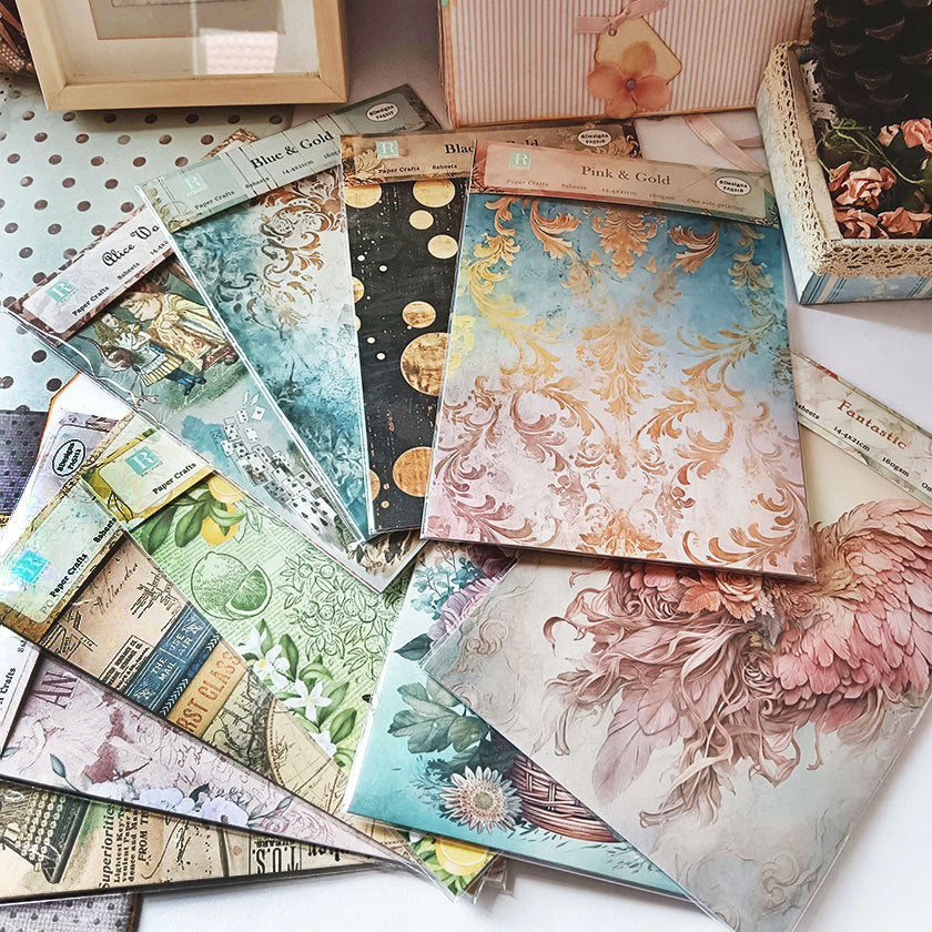 Christmas Winter Background Pattern Paper, 8 Sheets - ViktaShop