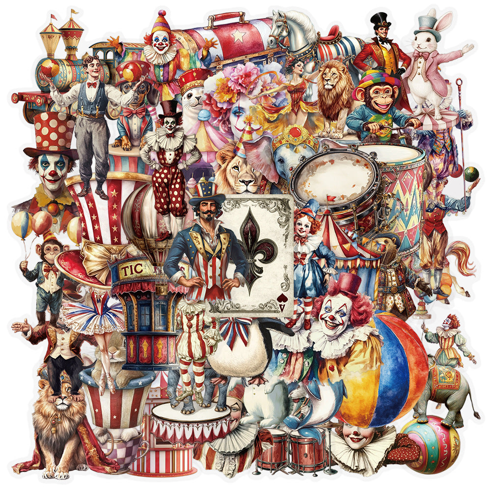 Cartoon Creative Decorative Circus Stickers, 50 Pcs - ViktaShop