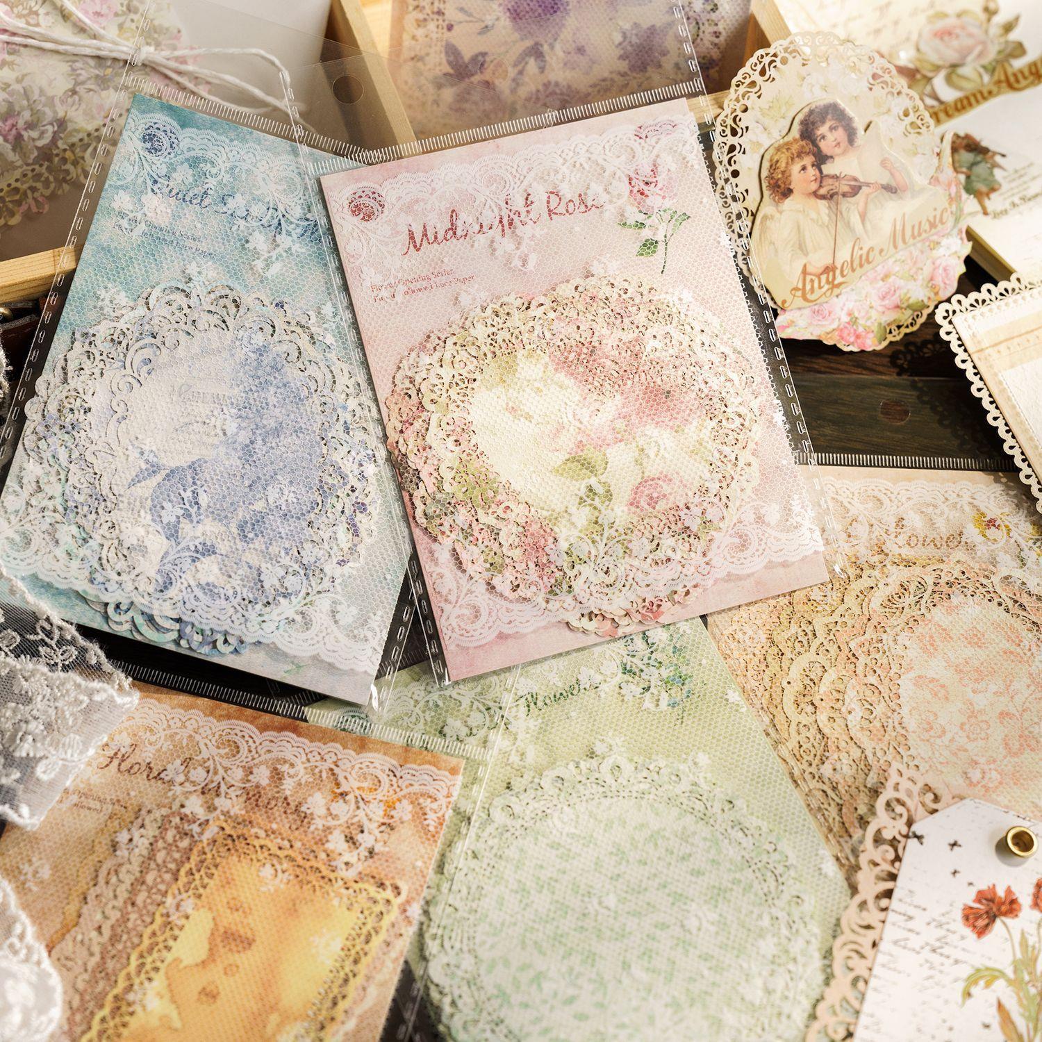 Lace Retro Art Floral Base Material Paper Notes, 10 Pcs - ViktaShop