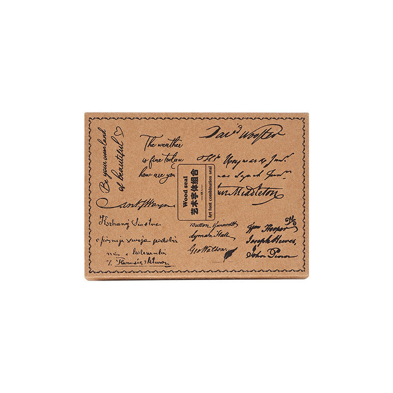 Wooden Stamp Set – 8 Retro English Letters - ViktaShop