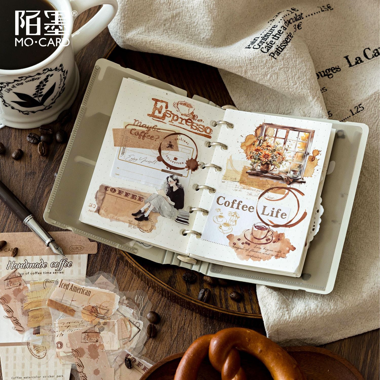 A Cup of Coffee Time Series PET White Ink Sticker Pack, 30 Pcs - ViktaShop