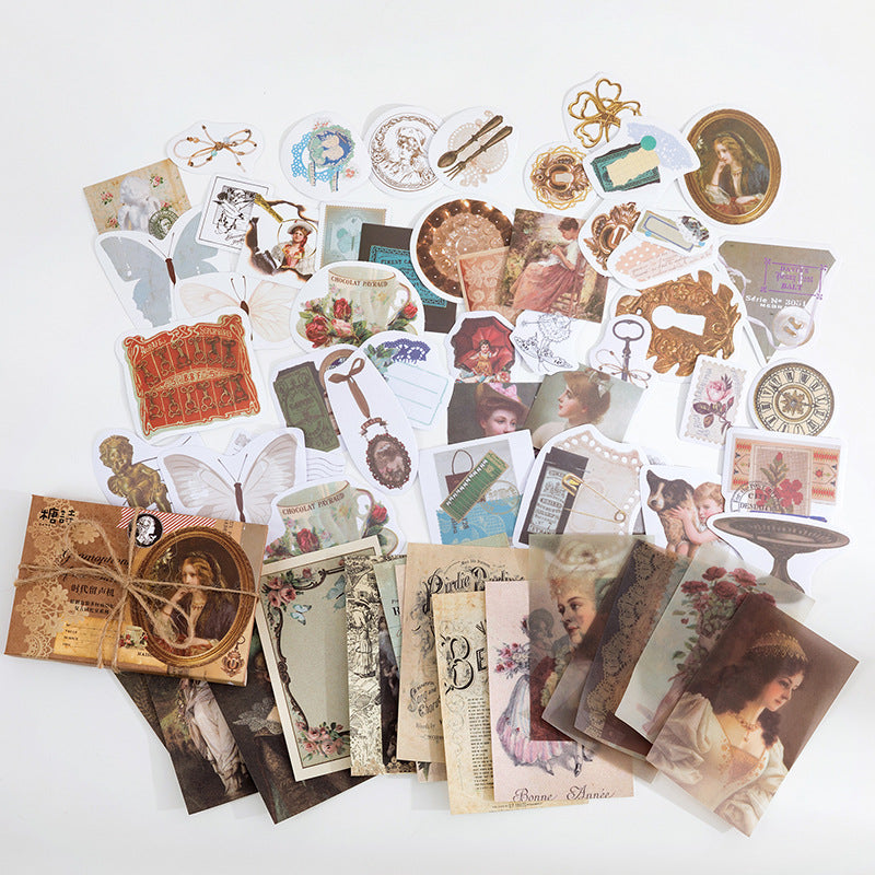 Vintage Design Stickers - Retro Aesthetic, 60 Pcs - ViktaShop