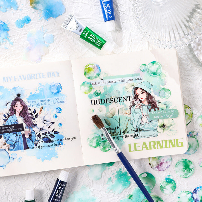 Glass Candy Heart PET Stickers - Transparent Splash Ink Style - ViktaShop