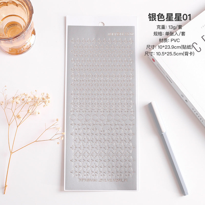 Bronzing Silver Alphanumeric Stickers - Gold & Silver Edge, Special Shapes - ViktaShop