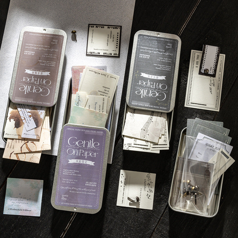 Retro Sticky-Free Note Paper In Iron Box, 6 Options - ViktaShop