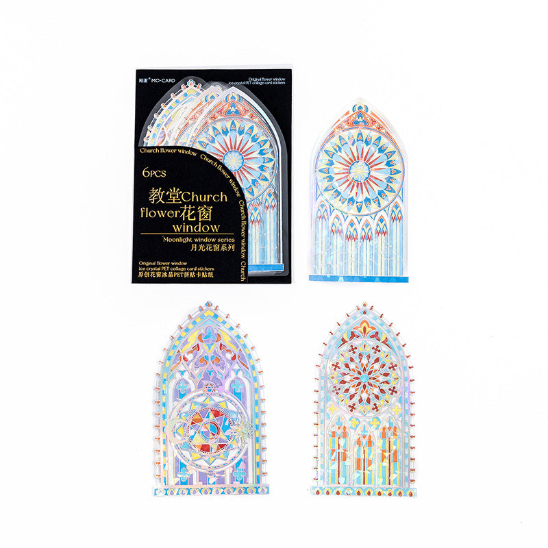 PET Collage Stickers - Moonlight Window Series, 4 Options - ViktaShop