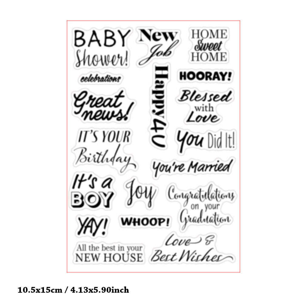 Transparent Silicone Stamp - Blessing Words & Common Phrases - ViktaShop