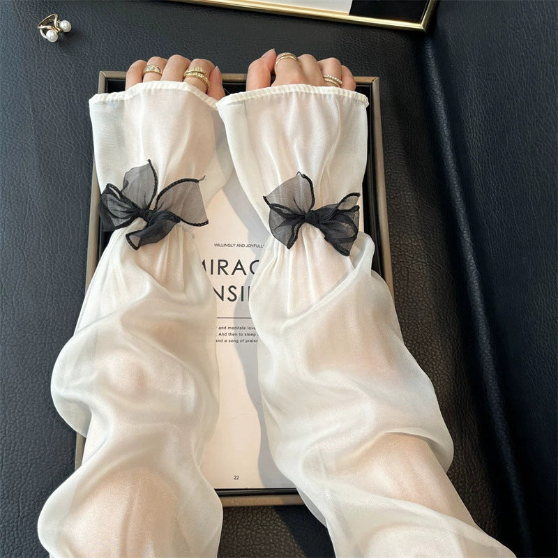 Summer Mesh Bow Ice Silk Sleeve - Flared Design - ViktaShop