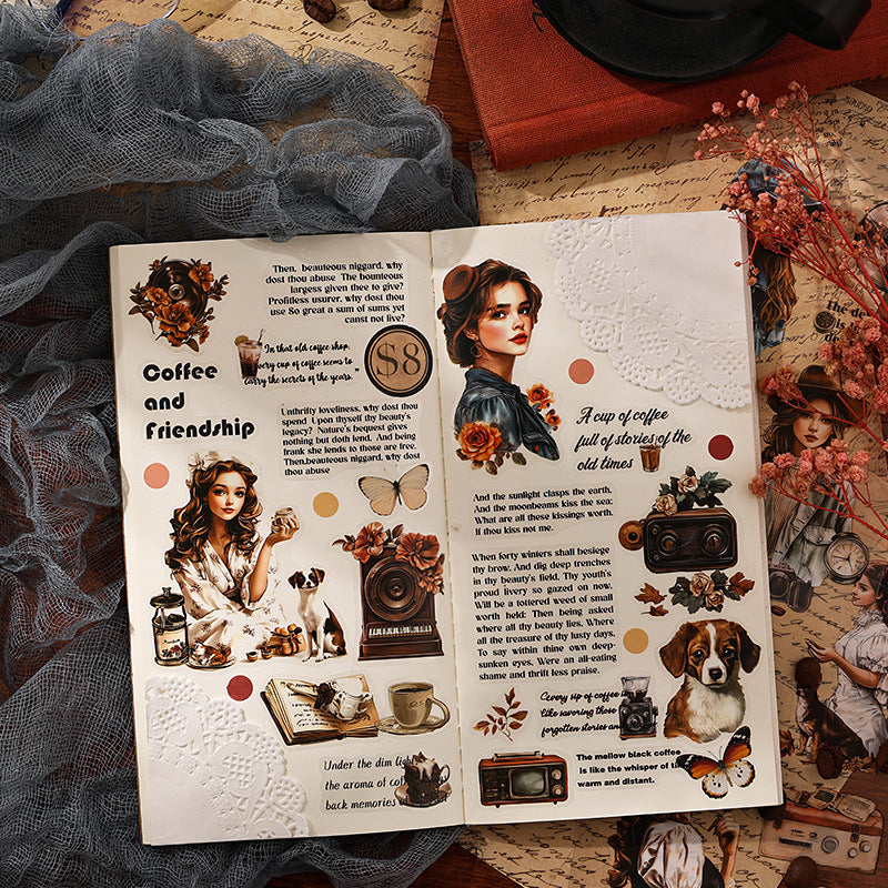 Retro PET Sticker Book - Retrospective Time Series - 20 pcs - ViktaShop