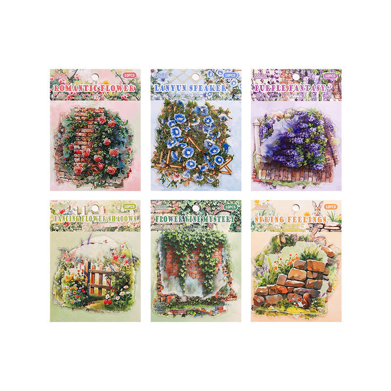 Secret Garden Landscape Stickers – Transparent PET Brick Wall & Flower Wall - ViktaShop