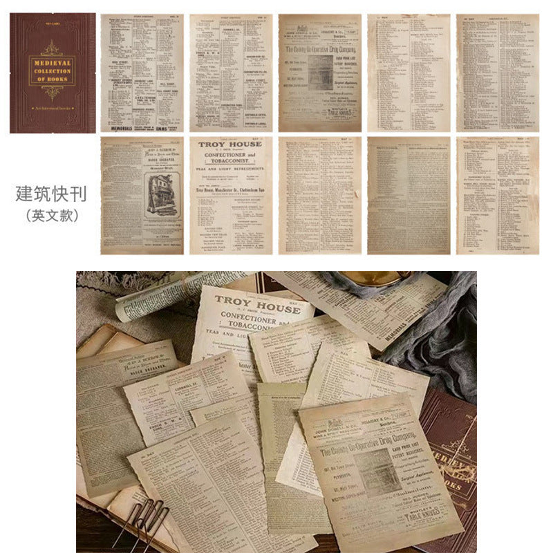 Retro Old Paper Scrapbooking Wall Stickers – Nostalgic Newspaper & Book Decoration, 12 Options - ViktaShop