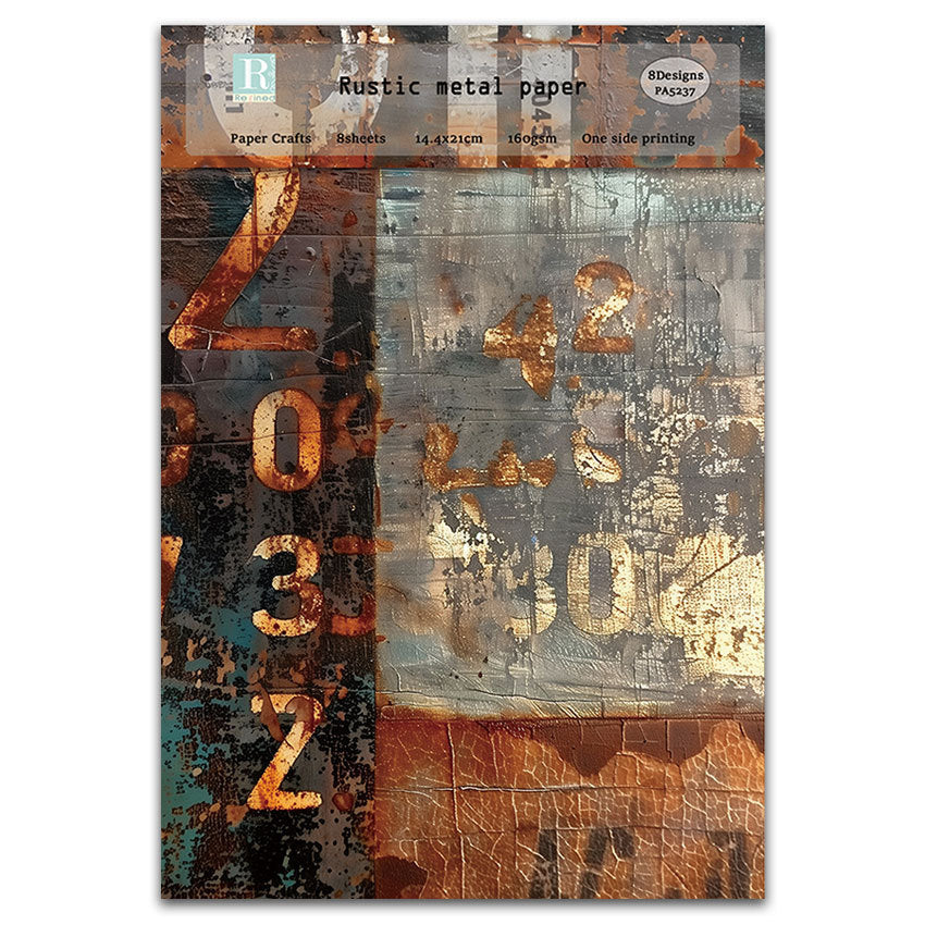 Rustic Metal Paper DIY Background Pattern Paper, 8 Sheets - ViktaShop