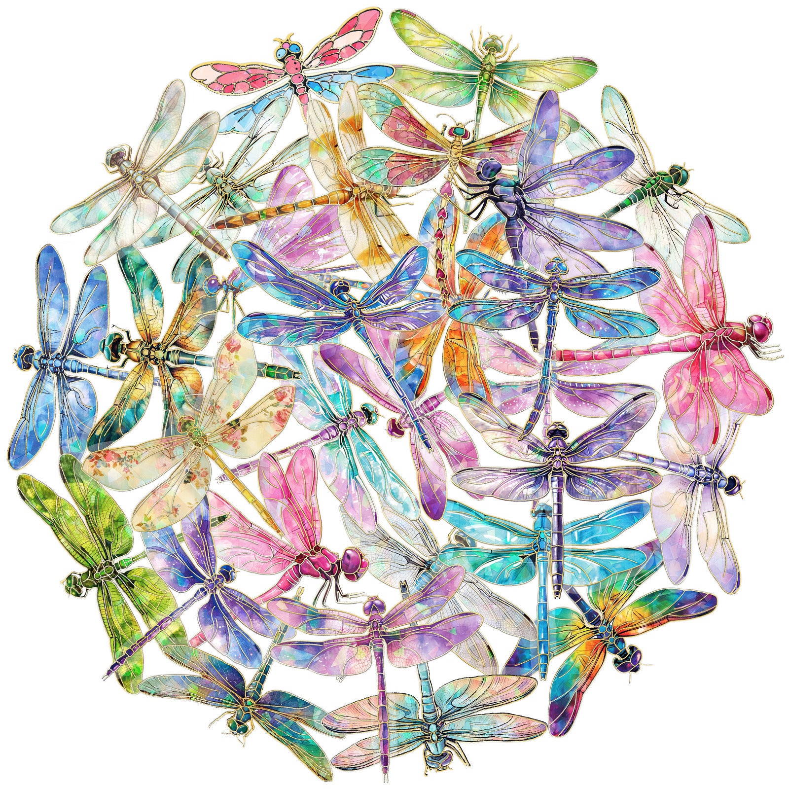 Dragonfly PET Stickers, 30 Pcs - ViktaShop