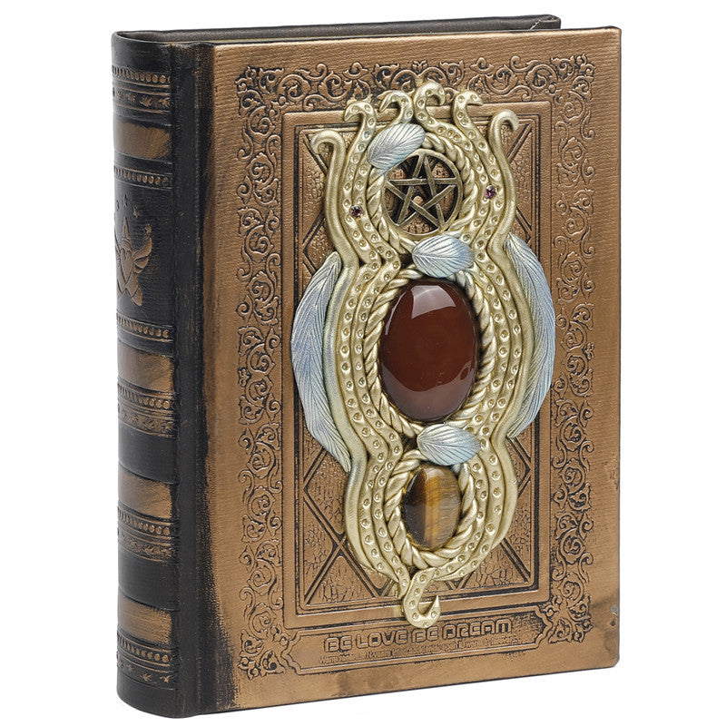 Retro Crystal Gem Notebook – Hardcover with Natural Stone - ViktaShop